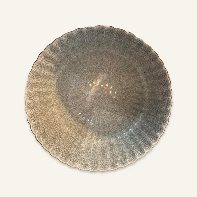 Royal Copenhagen blue striped crackle glaze bowl by Thorkild Olsen.