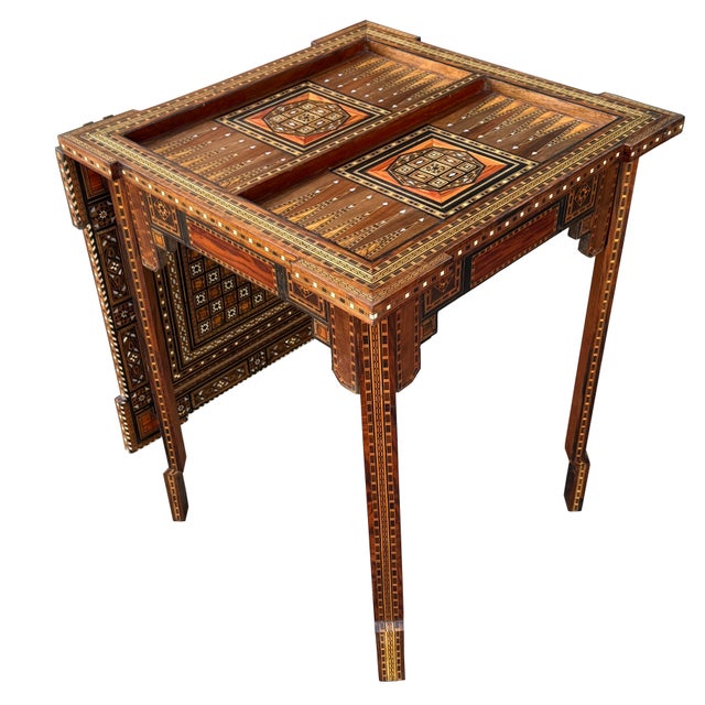 Moroccan Early 19th Century Mosaic Inlaid Folding Game Table For Sale - Image 3 of 8