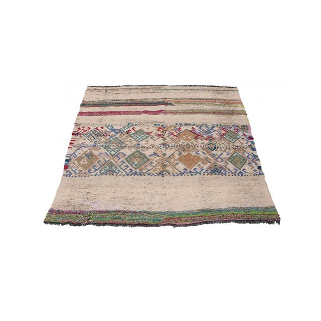 Mid-Century Modern Vintage Decorative Turkish Kilim Rug - 4`7″ X 4`8″ Ft. For Sale - Image 3 of 6