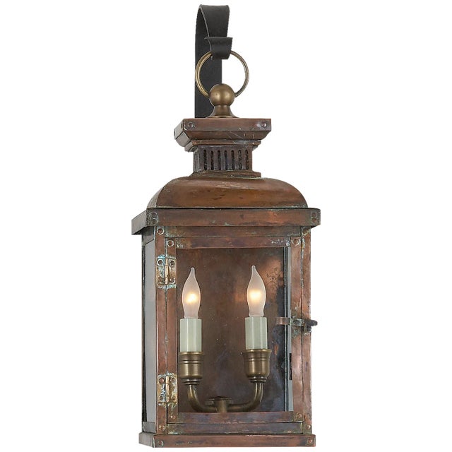 Suffork Small Scroll Arm Lantern in Natural Copper Designer: Chapman & Myers Height: 17.75" Extension: 7.5" Backplate:...