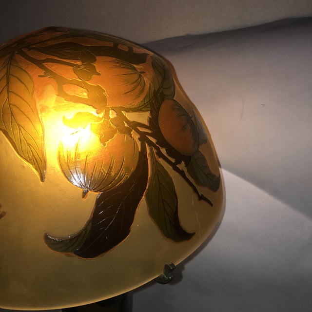 Emile Galle Signed Art Glass Lamp & Base Chairish