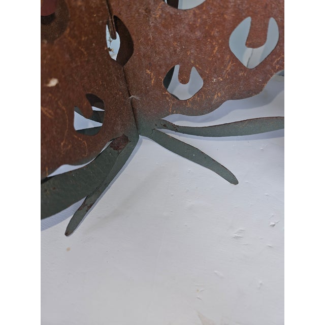 Folk Art Large Cut Metal Painted Tole Pineapples - A Pair For Sale In Philadelphia - Image 6 of 6