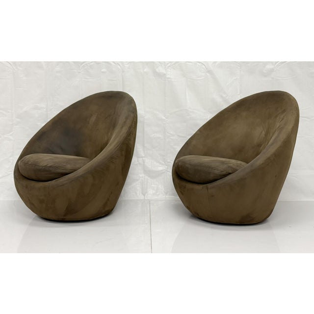 1960s Vintage Pair Milo Baughman for Thayer Coggin Swivel Egg Lounge Chairs, Usa 1960s For Sale - Image 5 of 18