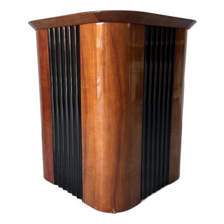 Vintage Postmodern Art Deco-Style Mahogany & Black Lacquer Pedestal Dining Table Base by Henredon For Sale