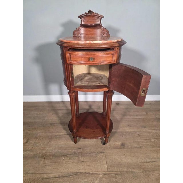 Antique French Mahogany Bedside Cabinet with Marble Top, 1910 For Sale - Image 3 of 9