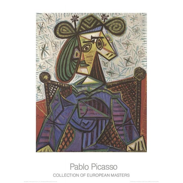 Cubism 1995 Pablo Picasso 'Femme Assise Dans Un Fauteuil' Cubism Multicolor,Blue,Green Germany Offset Lithograph For Sale - Image 3 of 3
