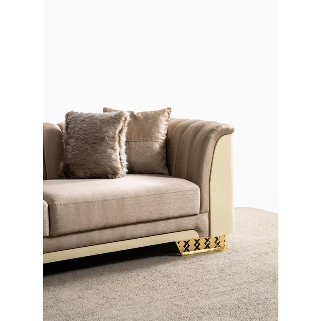 Casa Milano Asos 3-Piece Luxury Italian Living Room Set in Beige & Gold For Sale - Image 10 of 17