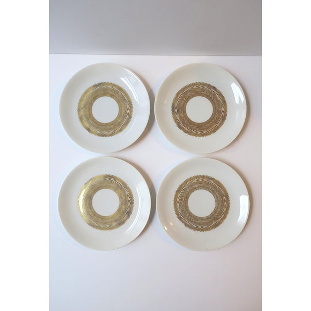 Porcelain Small Plates, French Modernism, Designer Jean Luce, Set of 4 For Sale In New York - Image 6 of 9