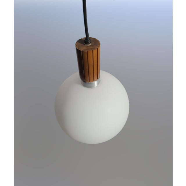 1960s 1960s Pair of Large Open Frost Glass Globes With Gruvwood Finials From Light Craft of California For Sale - Image 5 of 6