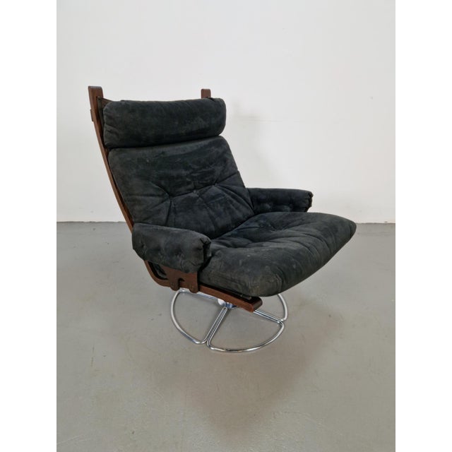 Beautiful alcantara leather swivel armchair by bruno mathsson for dux. the leather has a beautiful patina. extremely...