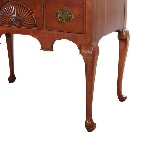 Antique Kindel Queen Anne Style Cherry 11-Drawer Chest With Carved Shell Medallions, Turned Finials and Raised on Cabriole...