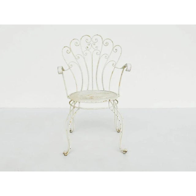 Baroque Italian Garden Armhairs in White Metal, 1950s, Set of 4 For Sale - Image 3 of 8