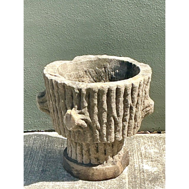 Vintage Faux Bois Cast Concrete Trunk Planter For Sale - Image 11 of 12
