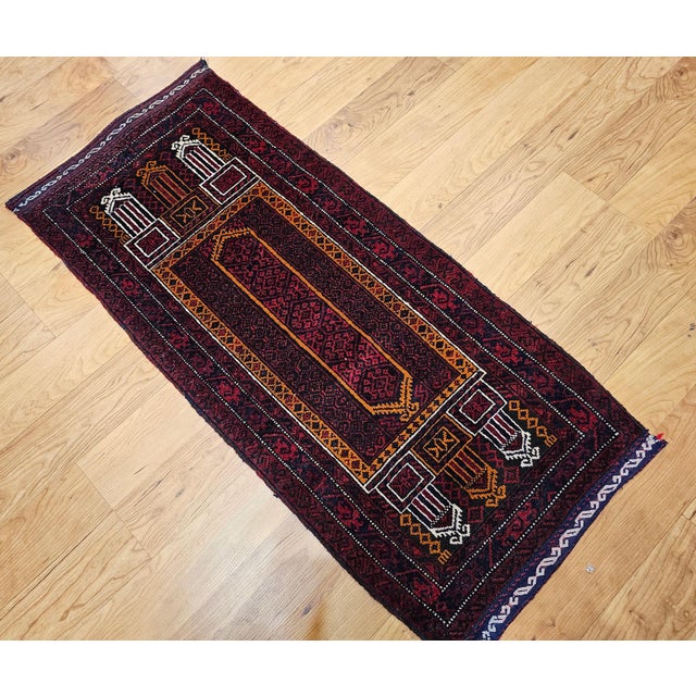 Vintage Baluch Prayer Rug, Hand-Knotted Wool, Mid-20th Century For Sale In Chicago - Image 6 of 6