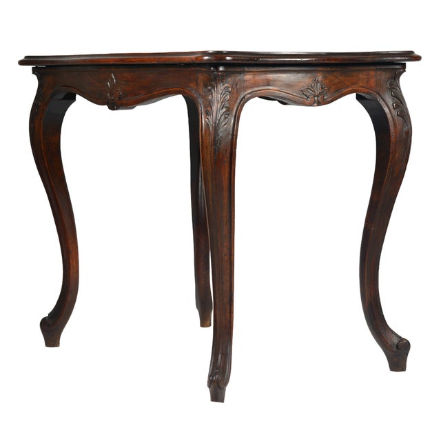 19th Century Louis XV French Side Table in Carved Walnut, 1800s For Sale - Image 5 of 13