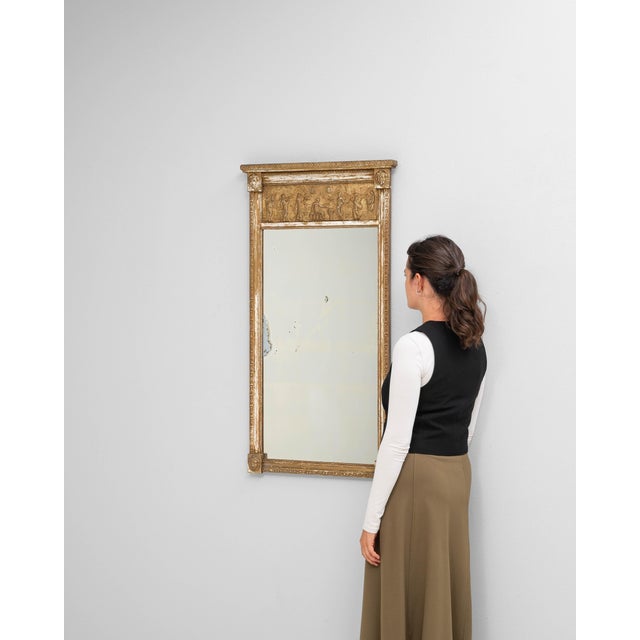 French Provincial 1900s French Wooden Mirror With Carved Figures For Sale - Image 3 of 18