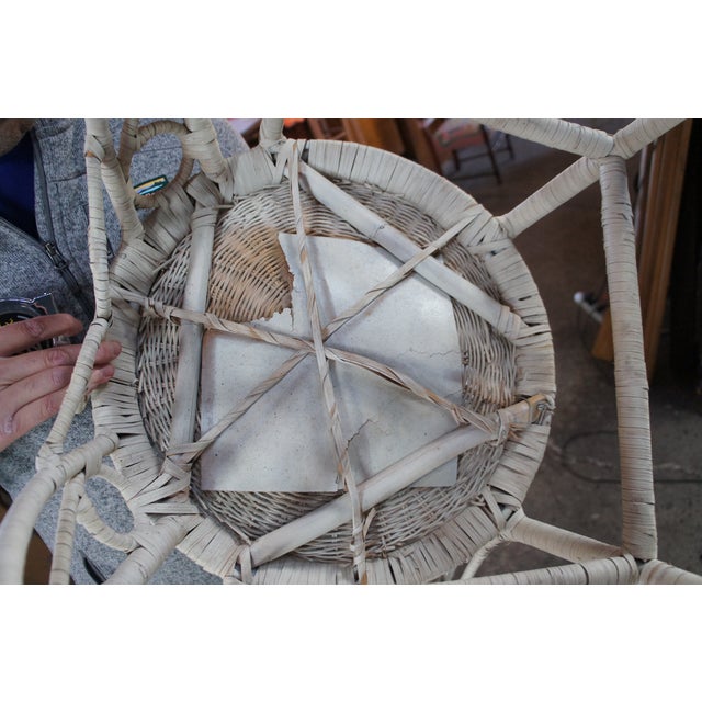 Antique Victorian White Painted Wicker Rattan Boho Chic Peacock Armchair For Sale - Image 13 of 13