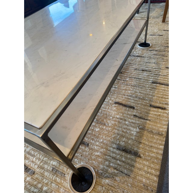 White Mid 20th Century Style Marble + Steel Coffee Table For Sale - Image 8 of 12