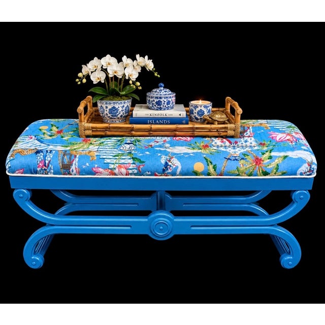 Vintage Hand Painted Chinoiserie Bench For Sale - Image 14 of 14
