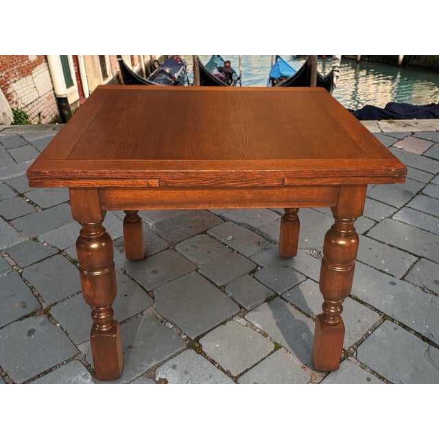 1930s 1930s Solid Oak/Mahogany Draw Leaf Dining Table With Two Extensions For Sale - Image 5 of 12