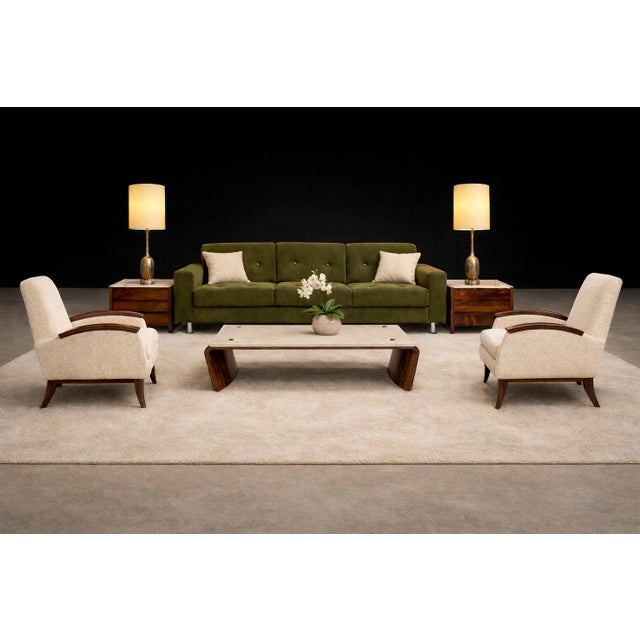 Pullman” Sofa in Deep Olive Mohair with Rosewood Buttons by Jorge Zalszupin for L’Atelier, Brazil, 1970s — Lot 145 For Sale - Image 9 of 17