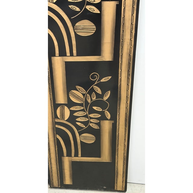 Art Deco 4-Panel Black Lacquer & Gilt Screen, Attributed to Paul Fehér, 20th C. For Sale In West Palm - Image 6 of 14