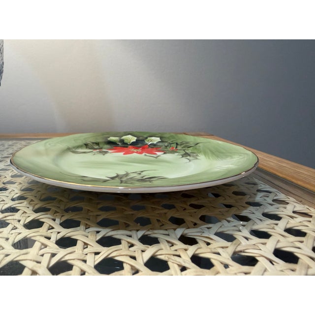 Mid 20th Century Mid 20th Century Lefton Handpainted Poinsettia Teacup, Saucer, Dessert Plate Set - 3 pcs For Sale - Image 5 of 8
