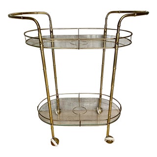 Brass Oval 1960s Bar Cart For Sale