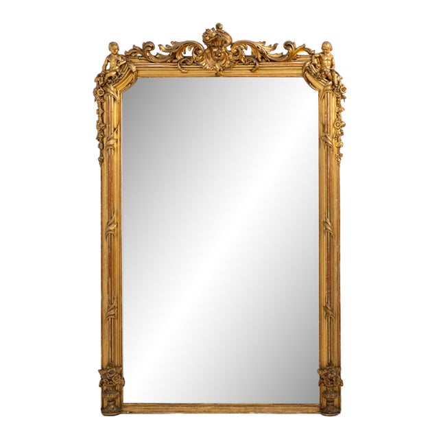 19th Century France Louis XVI Gold Wood Full-length & Floor Mirrors For Sale