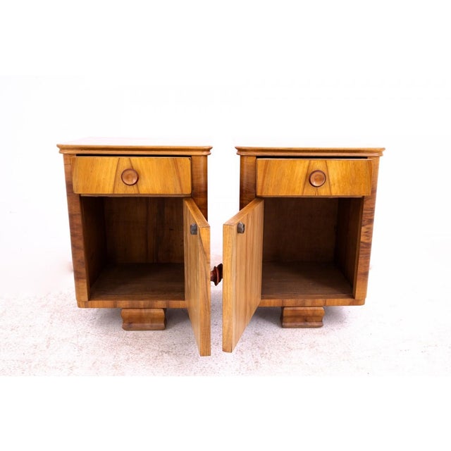 Brown Vintage Polish Art Deco Nightstands, 1940s, Set of 2 For Sale - Image 8 of 13