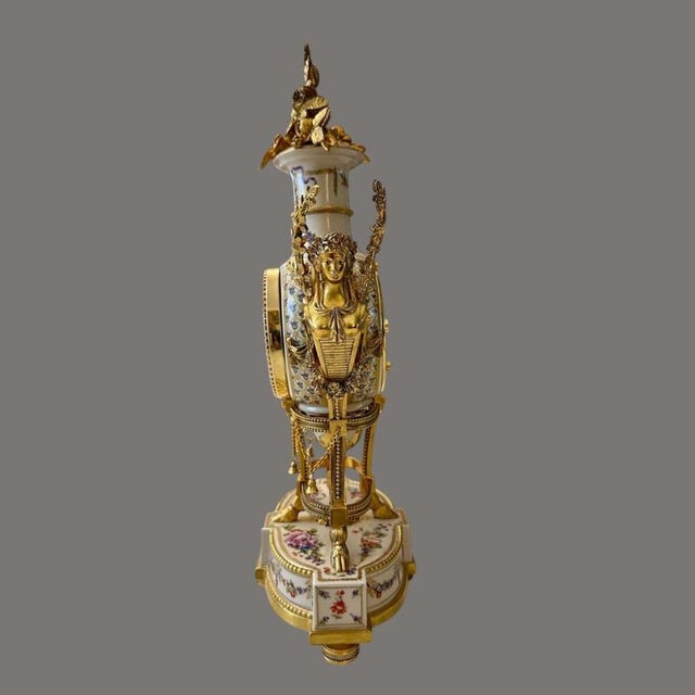 Marie Antoinette V&A Porcelain and Ormolu Mantel Clock, 1960s For Sale - Image 10 of 17