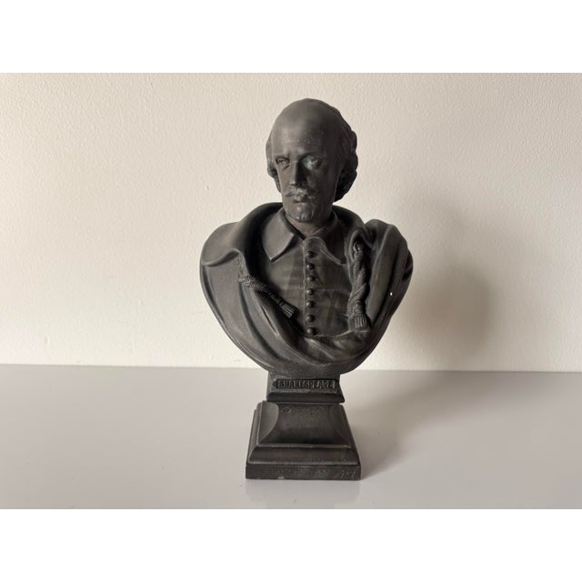 Vintage Cast Metal Bust of William Shakespeare on Pedestal Base For Sale In Miami - Image 6 of 12
