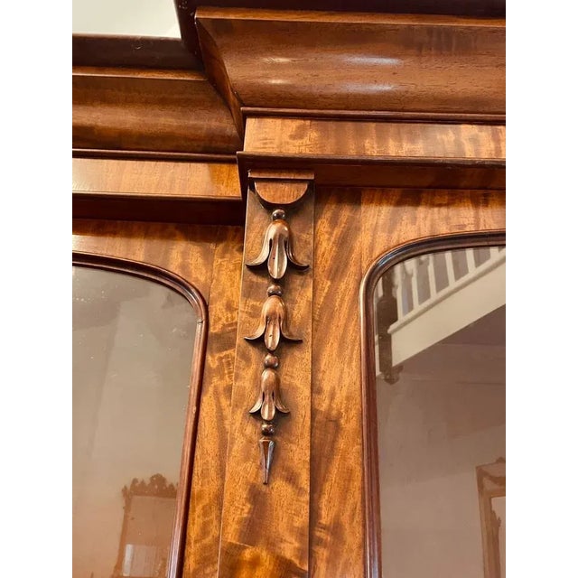 Large Victorian Figured Mahogany Breakfront Bookcase, 1860s For Sale - Image 6 of 11