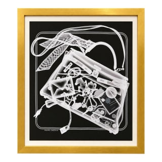 1980s Framed Authentic Original Hermès Blue Abstract Splash Art Print in Gold Frame Contemporary Modern Wall Art Art Advertisement For Sale