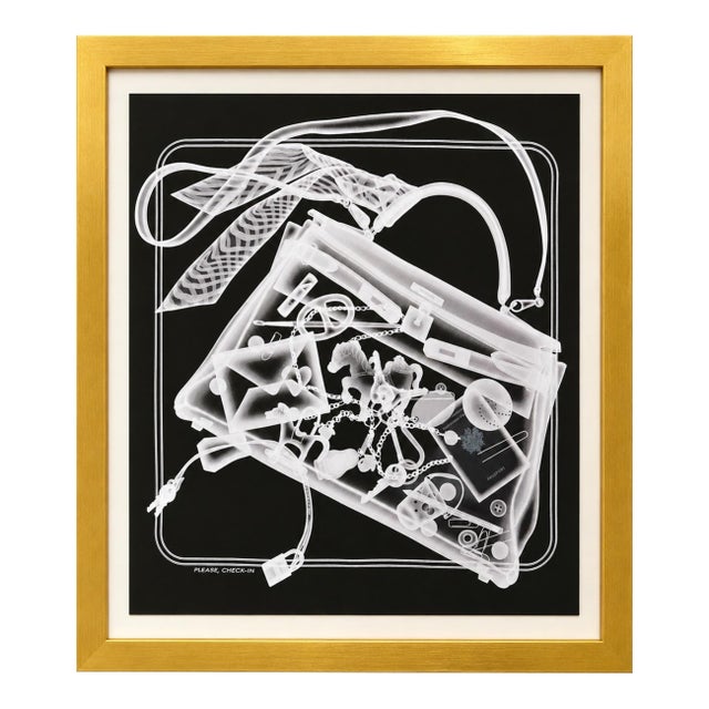 1980s Framed Authentic Original Hermès Blue Abstract Splash Art Print in Gold Frame Contemporary Modern Wall Art Art Advertisement For Sale