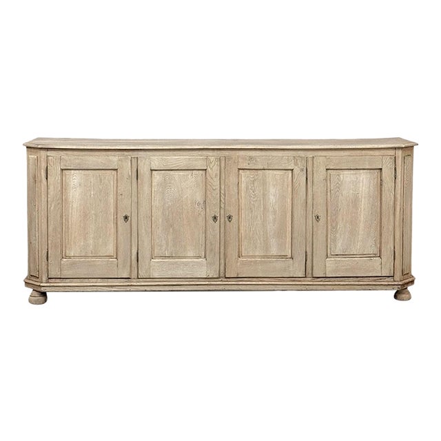 Antique Rustic European Stripped Oak Buffet ~ Credenza For Sale