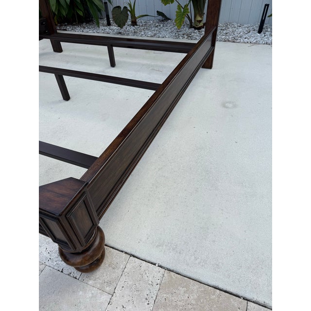 Mid-Century Modern Bernhardt Tufted Lather Headboard King Size Bed For Sale - Image 3 of 12