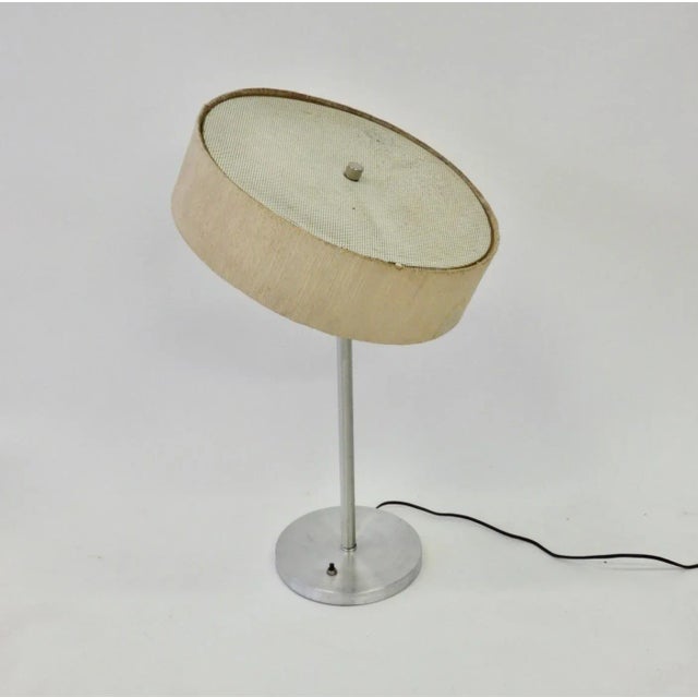 Aluminum Base Table Lamp with Original Tilt Top Silk Shade For Sale - Image 4 of 9
