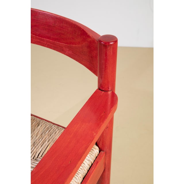 Vico Magistretti Armchairs in Lacquered Wood and Straw by Vico Magistretti, 1960s, Set of 2 For Sale - Image 4 of 9