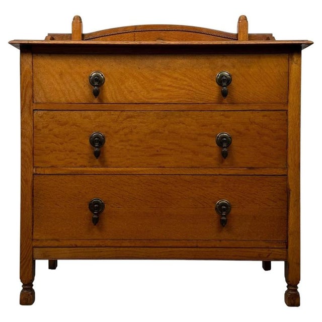Antique Early 20th Century English Edwardian Oak Chest of Drawers For Sale - Image 12 of 12