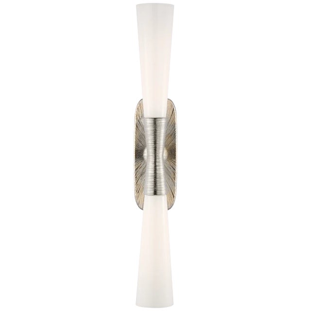 Utopia 32" Double Bath Sconce in Polished Nickel with White Glass Designer: Kelly Wearstler Height: 32" Extension: 5"...