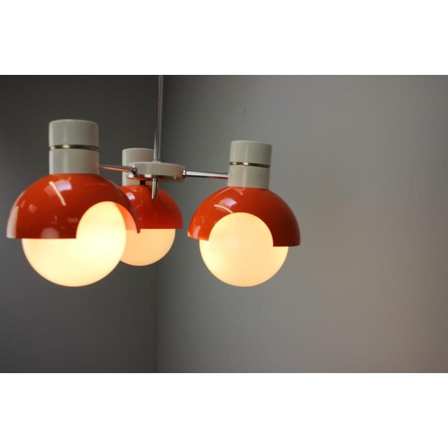 Czechoslovak Space Age Orange and Opaline Glass Chandelier from Napako, 1970s For Sale - Image 15 of 17