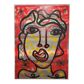 Large Peter Keil Original Abstract Expressionism Portrait Painting For Sale