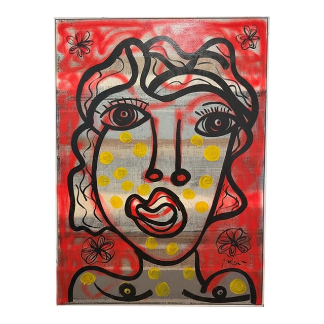 Large Peter Keil Original Abstract Expressionism Portrait Painting For Sale