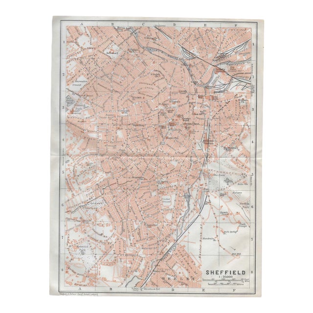 1910 Map of Sheffield England For Sale