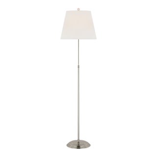 Suzanne Kasler by Visual Comfort Signature Wyatt 52" Floor Lamp in Polished Nickel with Linen Shade For Sale