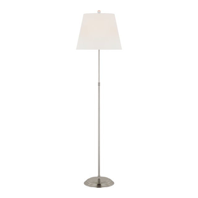Suzanne Kasler by Visual Comfort Signature Wyatt 52" Floor Lamp in Polished Nickel with Linen Shade For Sale