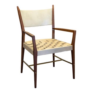 Paul McCobb Protype II Armchair for Calvin Furniture Co. Woven Leather & Wood For Sale
