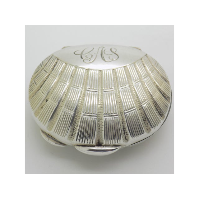 Vintage Italian Handmade Shell-Shaped Engraved Silver Pill Snuff Trinket Box, Fireze, Italy, 1970s For Sale - Image 12 of 12