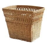 Mid-20th Century Boho Rectangular Wicker Wastepaper Basket For Sale